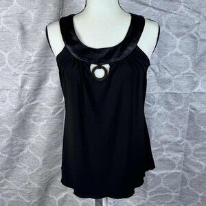 B-Wear Black Sleeveless Top w/ Satin Collar & Ring Detail | Size M
